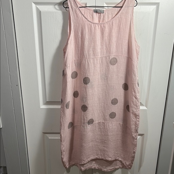 100% linen pistache made in Italy dress - Picture 1 of 6